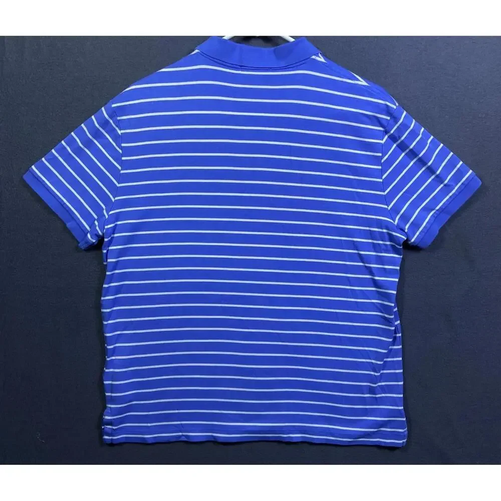 Polo Ralph Lauren Custom Fit 22x24.5 Golf Shirt Men’s Size L Blue White Stripes